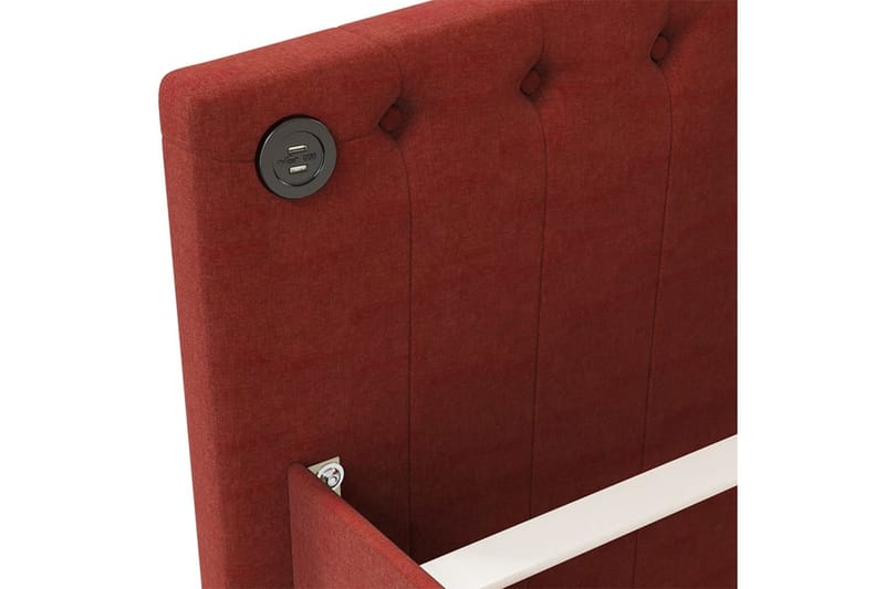 Dagbädd med madrass USB vinröd tyg 90x200 cm - Röd - Möbler - Sovrum - Dagbäddar