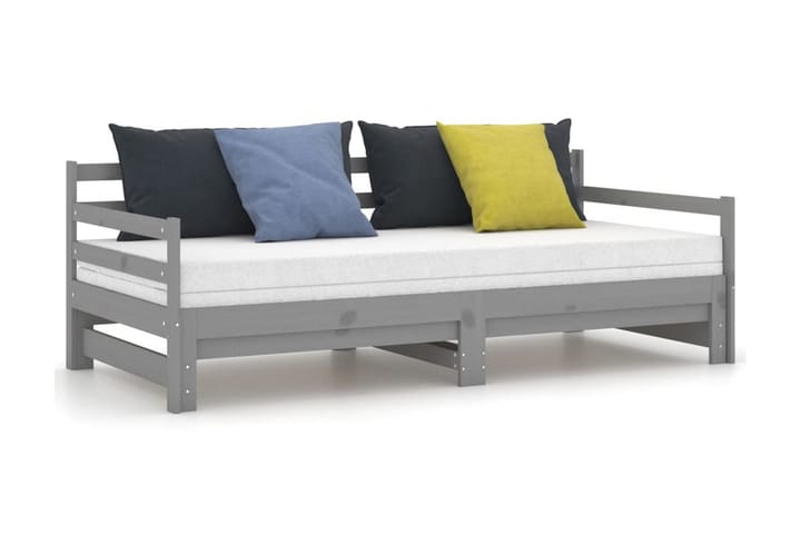 Dagbädd utdragbar grå massiv furu 2x(90x200) cm - Grå - Möbler - Matplats - Matstol & köksstol