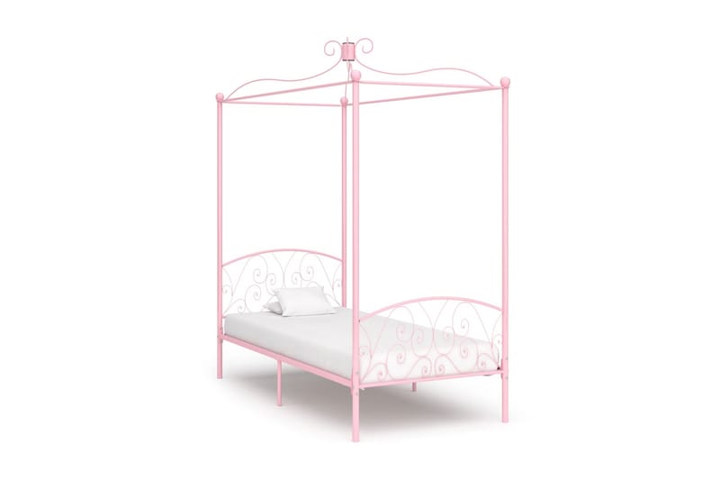 Himmelsäng rosa metall 100x200 cm - Rosa - Möbler - Sovrum - Sängar - Himmelsäng
