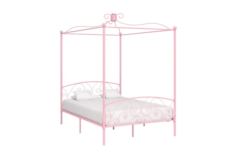 Himmelsäng rosa metall 140x200 cm - Rosa - Möbler - Sovrum - Sängar - Himmelsäng