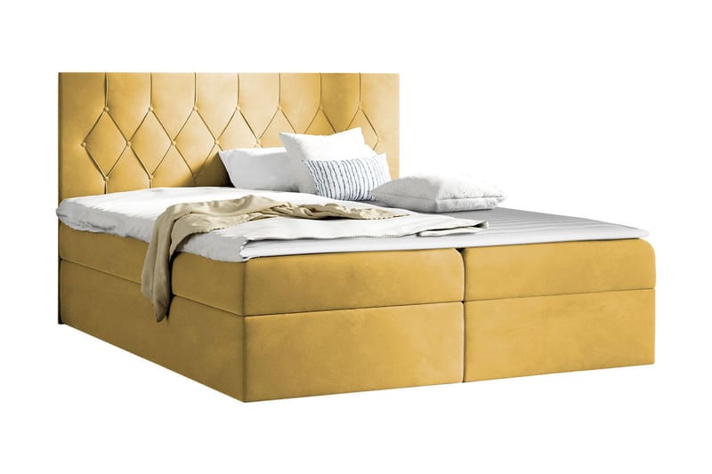 Davender Sängpaket Kontinentalsäng 140x200 cm med Förvaring - Gul - Möbler - Sovrum - Sängar - Komplett Sängpaket