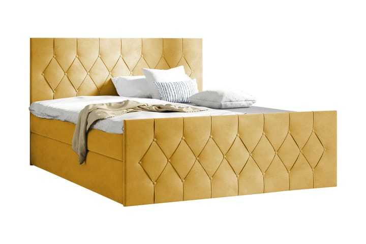 Davendra Sängpaket Kontinentalsäng 120x200 cm med Förvaring - Gul - Möbler - Sovrum - Sängar - Komplett Sängpaket