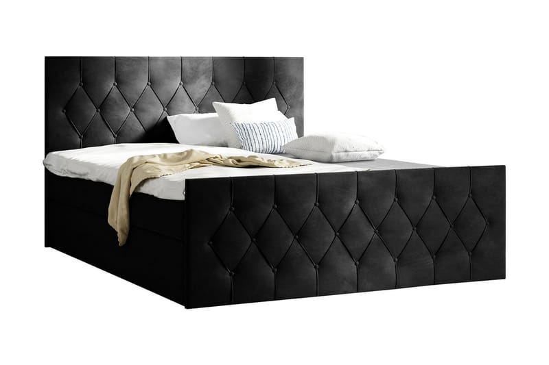 Davendra Sängpaket Kontinentalsäng 200x200 cm med Förvaring - Svart - Möbler - Sovrum - Sängar - Sängar med förvaring