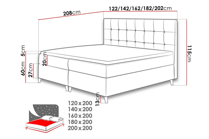 SAHIRA Kontinentalsäng 180x200 cm Blå - Blå - Möbler - Sovrum - Sängar - Kontinentalsängar