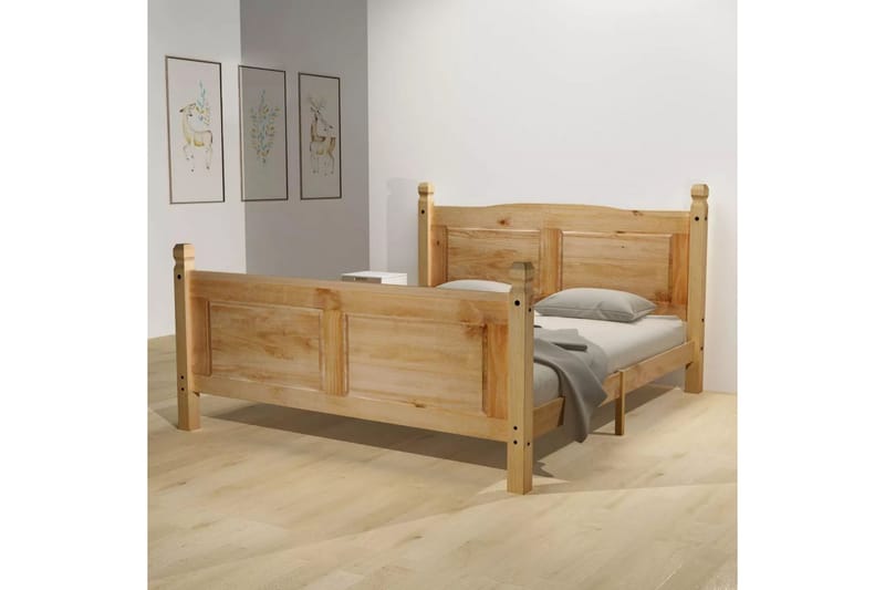 Säng med memoryskummadrass mexikansk stil furu 160x200 cm - Brun - Möbler - Sovrum - Sängar - Ramsäng & Resårbotten