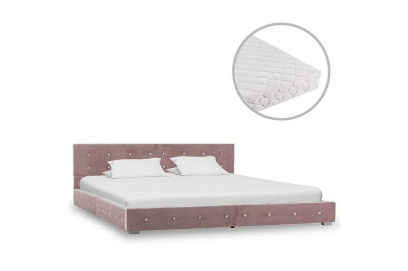 Säng med madrass rosa sammet 160x200 cm - Rosa - Möbler - Sovrum - Sängar - Ramsängar