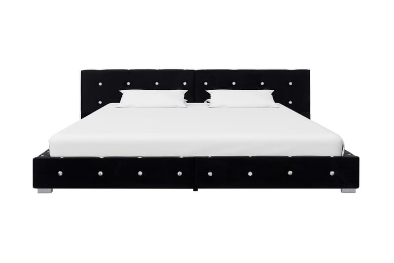Säng med memoryskummadrass svart sammet 180x200 cm