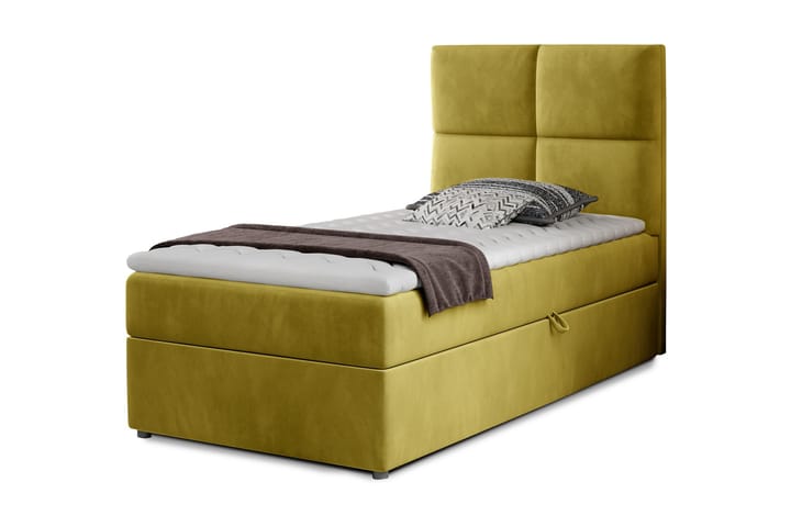 ALBIATE Förvaringssäng 90x200 cm Rutad Gul - Möbler - Sovrum - Sängar - Sängar med förvaring