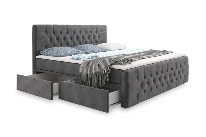 CALABRIA Komplett Förvaringssäng 160x200 Grå - Möbler - Sovrum - Sängar - Sängar med förvaring
