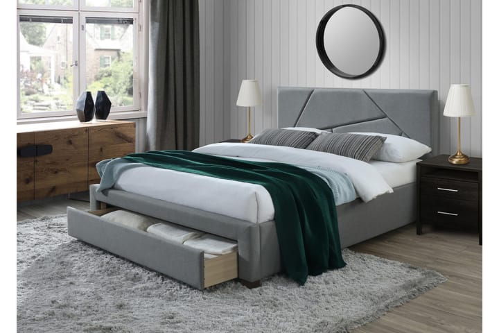 EGREVILLE Förvaringssäng 160x200 Grå/Valnöt - Möbler - Sovrum - Sängar - Sängar med förvaring