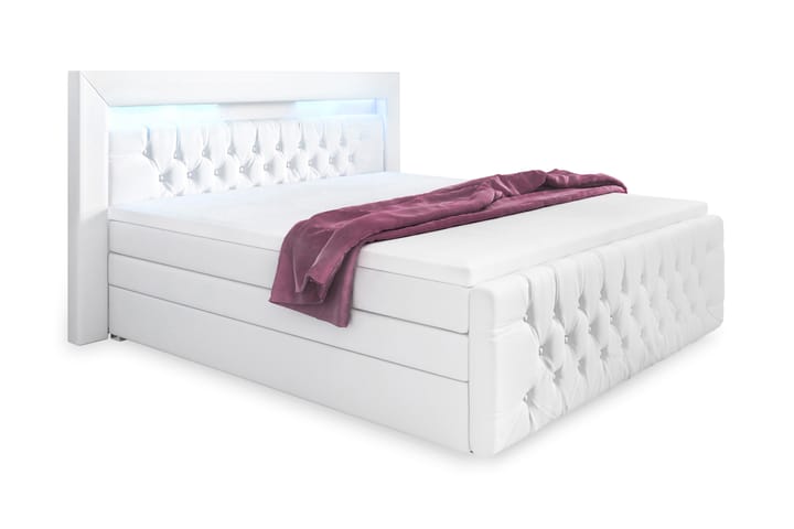 ELIO Sängpaket 180x200 LED-belysning Vit/Konstläder - Möbler - Sovrum - Sängar - Sängar med förvaring
