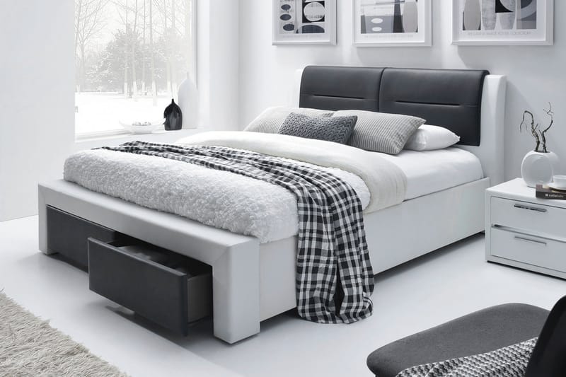 IRINA Förvaringssäng 160x200 Vit/Svart - Möbler - Sovrum - Sänggavlar