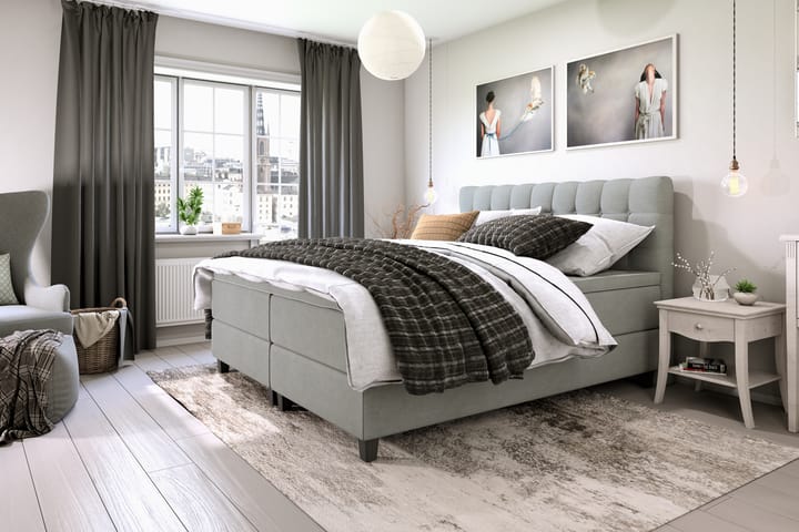 OAKHAM Säng med Förvaring 90x200 Ljusgrå - Möbler - Sovrum - Sängar - Sängar med förvaring