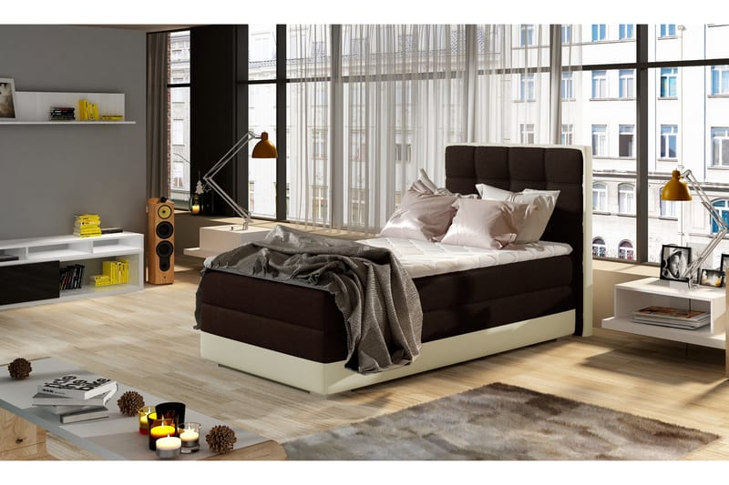 TENESHA Förvaringssäng 90x200 cm Brun/Beige - Möbler - Sovrum - Sängar - Sängar med förvaring