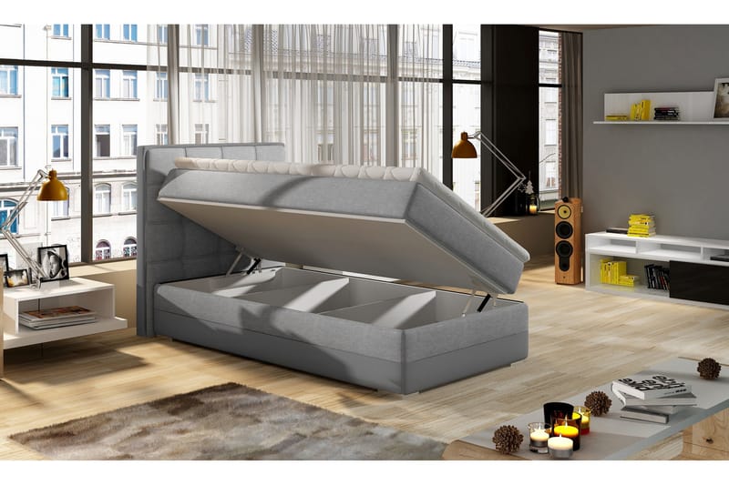 TENESHA Förvaringssäng 90x200 cm Grön/Grå - Möbler - Sovrum - Sängar - Sängar med förvaring