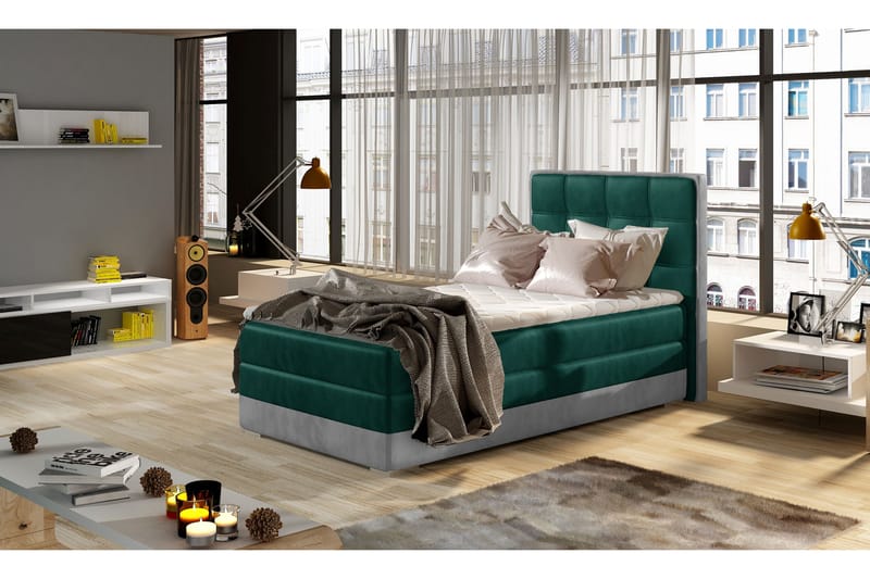 TENESHA Förvaringssäng 90x200 cm Grön/Grå - Möbler - Sovrum - Sängar - Sängar med förvaring
