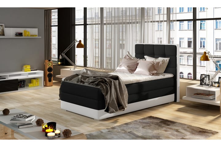 TENESHA Förvaringssäng 90x200 cm Svart/Vit - Möbler - Sovrum - Sängar - Sängar med förvaring