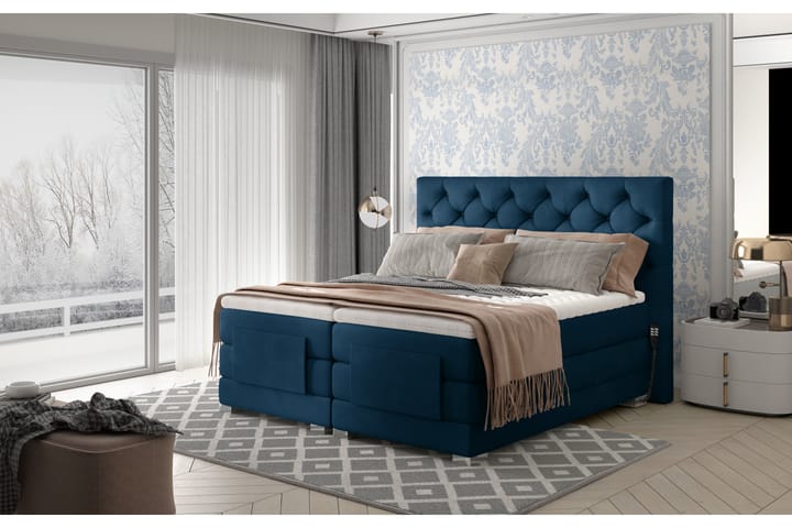 ACAULE Sängpaket Kontinentalsäng 140x200 cm Ställbar Blå - Möbler - Sovrum - Sängar - Ställbara sängar