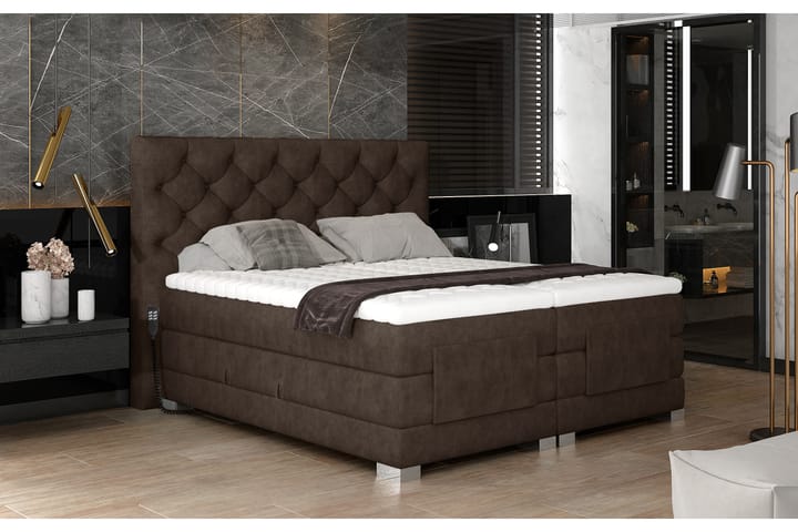 ACAULE Sängpaket Kontinentalsäng 140x200 cm Ställbar Brun - Möbler - Sovrum - Sängar - Ställbara sängar