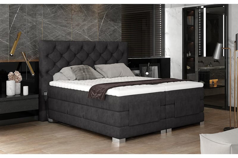 ACAULE Sängpaket Kontinentalsäng 160x200 cm Ställbar Grå - Möbler - Sovrum - Sängar - Ställbara sängar