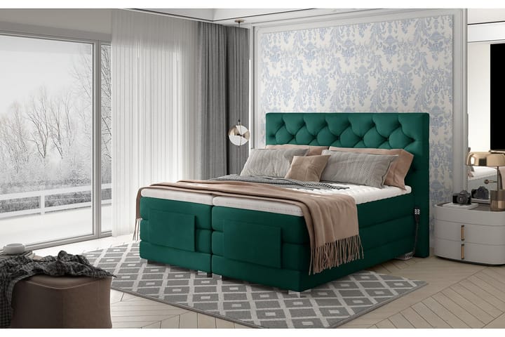 ACAULE Sängpaket Kontinentalsäng 160x200 cm Ställbar Grön