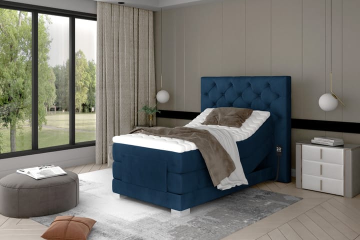 ACAULE Sängpaket Kontinentalsäng 90x200 cm Ställbar Blå - Möbler - Sovrum - Sängar - Ställbara sängar