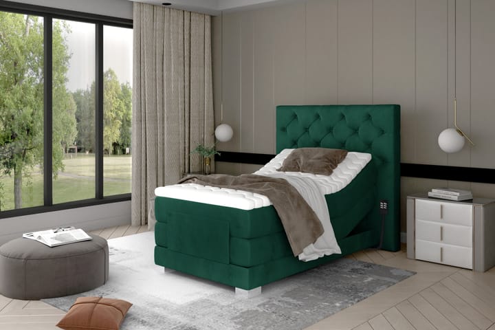 ACAULE Sängpaket Kontinentalsäng 90x200 cm Ställbar Grön