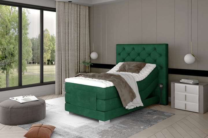 ACAULE Sängpaket Kontinentalsäng 90x200 cm Ställbar Grön