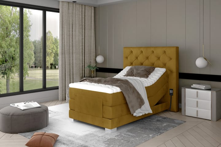 ACAULE Sängpaket Kontinentalsäng 90x200 cm Ställbar Gul - Möbler - Sovrum - Sängar - Ställbara sängar