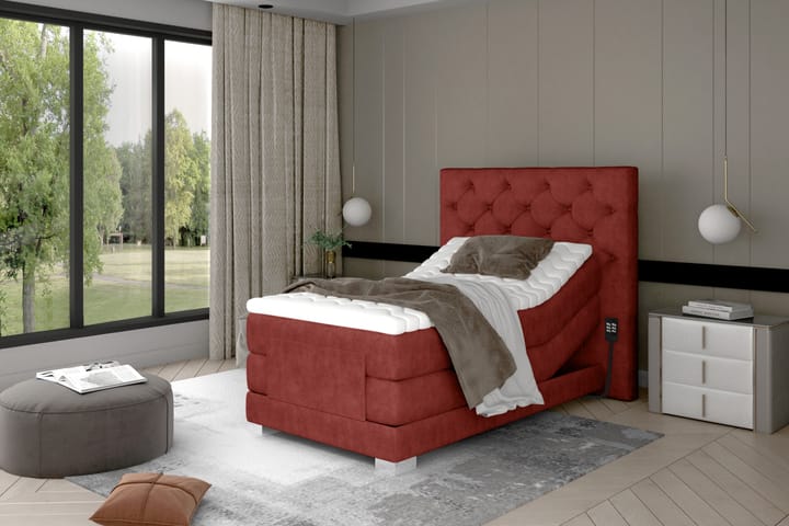 ACAULE Sängpaket Kontinentalsäng 90x200 cm Ställbar Röd
