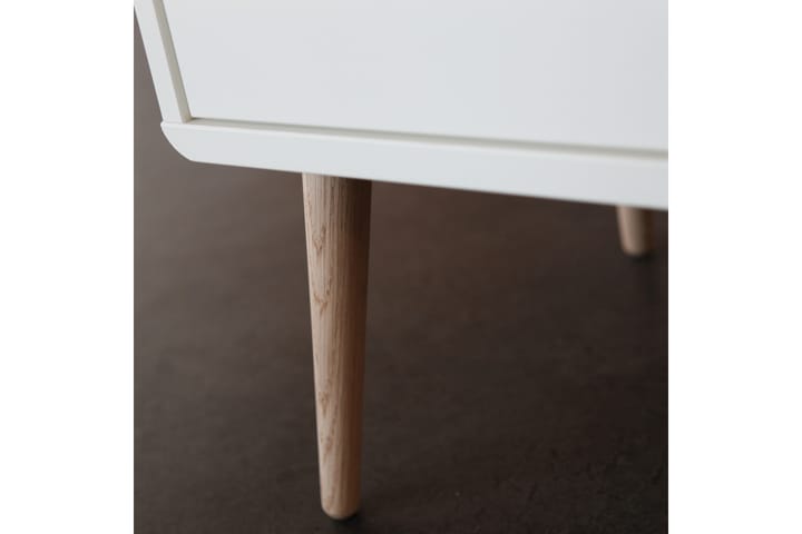 ETHAN Sängbord 41 cm med Förvaring Låda + Hylla Vit/Ek/Beige - Möbler - Sovrum - Sängbord