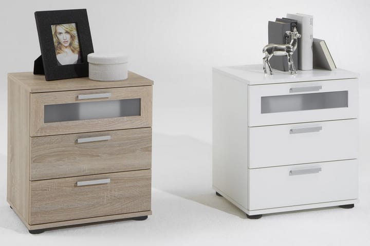 FMD Nattduksbord med 3 lådor vit - Vit - Möbler - Sovrum - Sängbord