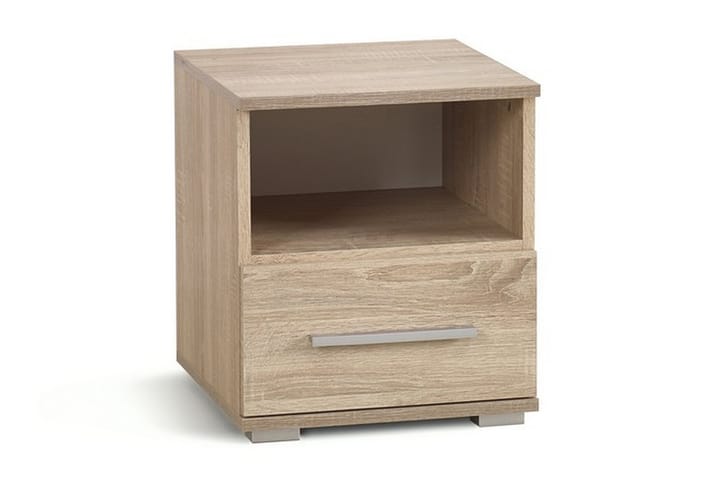 GENDRON Sängbord 40 cm med Förvaring Låda + Hylla Ekfärg