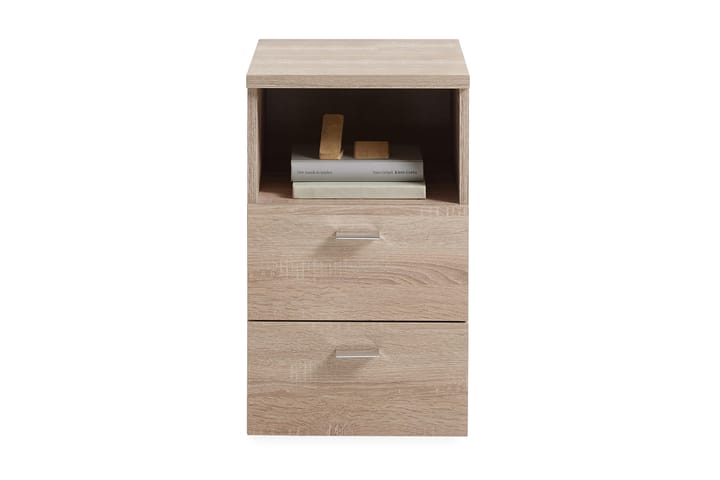 IBLIS Sängbord 35 cm med Förvaring 2 Lådor + Hylla Grå/Beige - Möbler - Sovrum - Sängbord