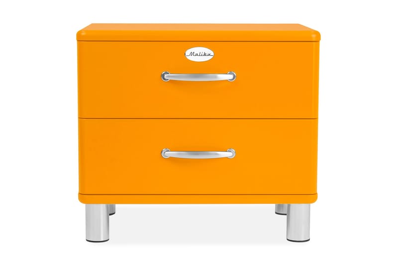 MALIBU Sängbord 60 cm med Förvaring 2 Lådor Orange/Krom