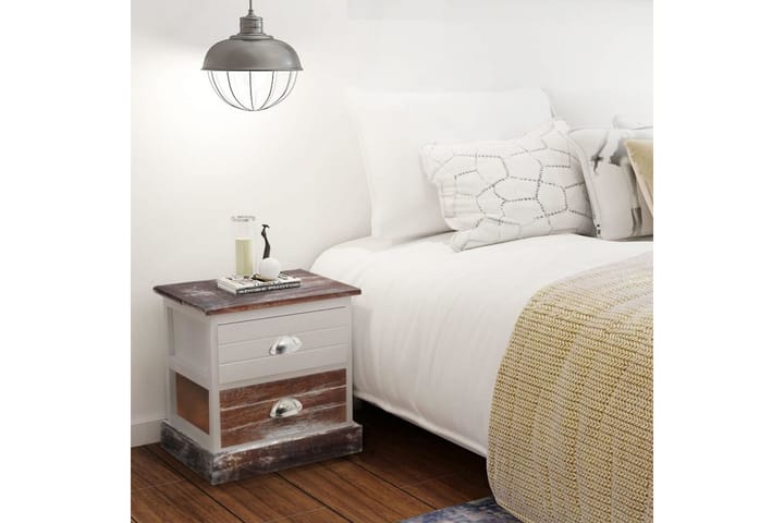 Nattduksbord 2 st brun och vit - Flerfärgad - Möbler - Sovrum - Sängbord