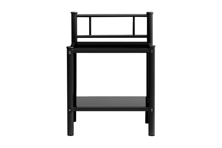 Nattduksbord 2 st svart metall och glas - Svart - Möbler - Sovrum - Sängbord