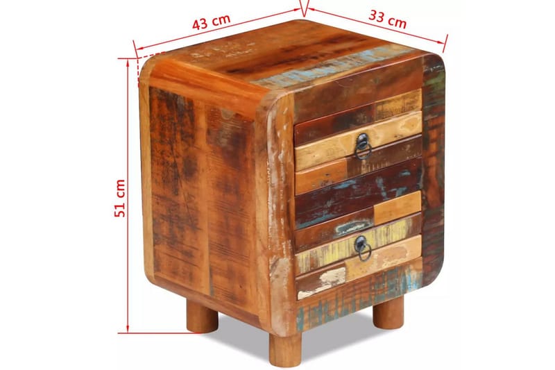Nattduksbord massivt återvunnet trä 43x33x51 cm - Brun - Möbler - Sovrum - Sängbord