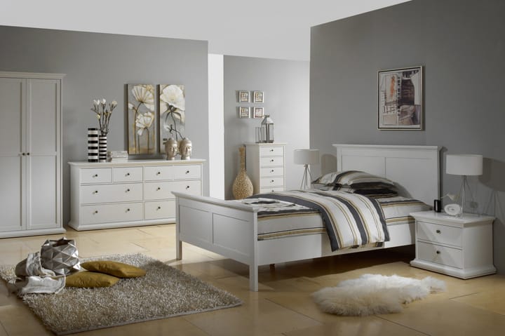 NICOLINA Sängbord 63 cm med Förvaring 2 Lådor Vit - Möbler - Sovrum - Sängbord