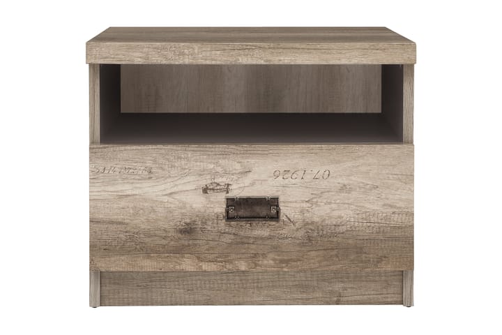 NOKOMIS Sängbord 50 cm med Förvaring Låda + Hylla Ekfärg/Grå