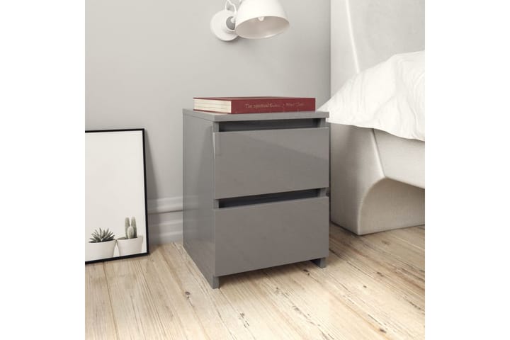 Sängbord 2 st grå högglans 30x30x40 cm spånskiva - Grå - Möbler - Sovrum - Sängbord