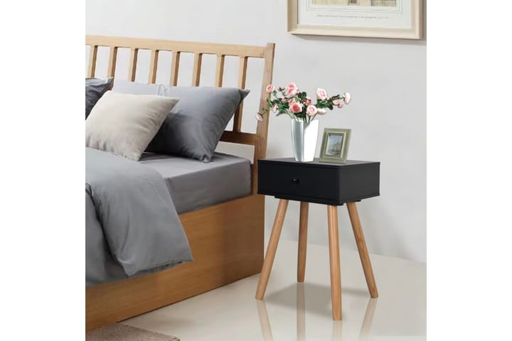 Sängbord 2 st massiv furu 40x30x61 cm svart - Svart - Möbler - Sovrum - Sängbord