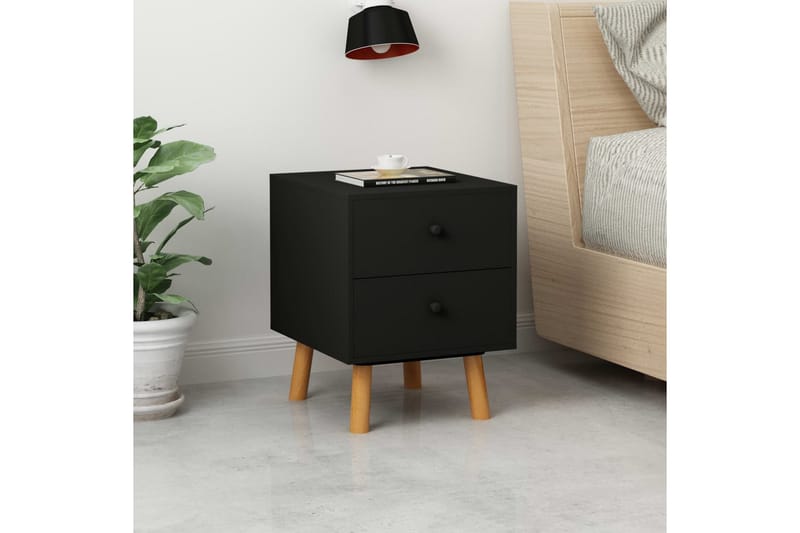 Sängbord 2 st svart 40x30x50 cm massiv furu - Svart - Möbler - Sovrum - Sängbord