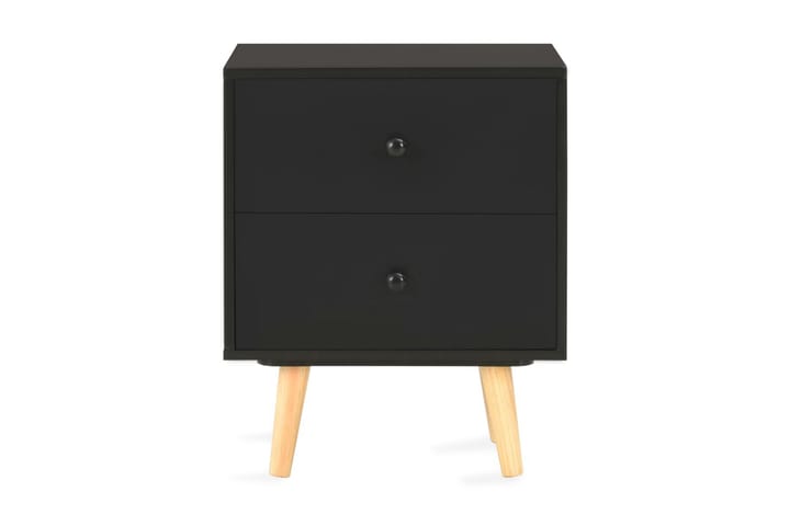 Sängbord 2 st svart 40x30x50 cm massiv furu - Svart - Möbler - Sovrum - Sängbord