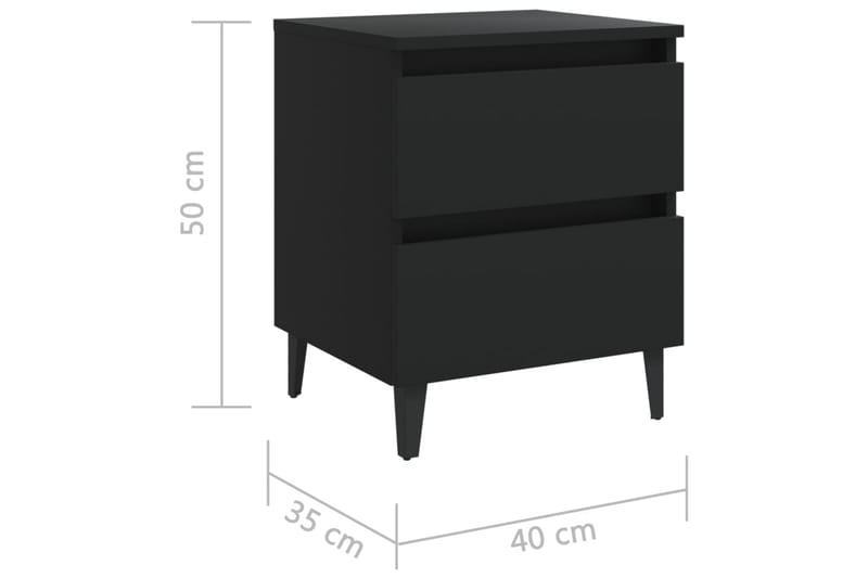 Sängbord 2 st svart 40x35x50 cm spånskiva - Svart - Möbler - Sovrum - Sängbord