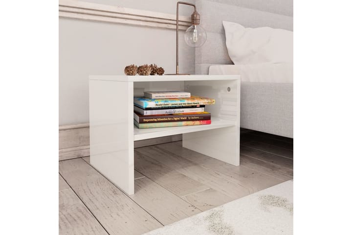 Sängbord 2 st vit högglans 40x30x30 cm spånskiva - Vit - Möbler - Sovrum - Sängbord