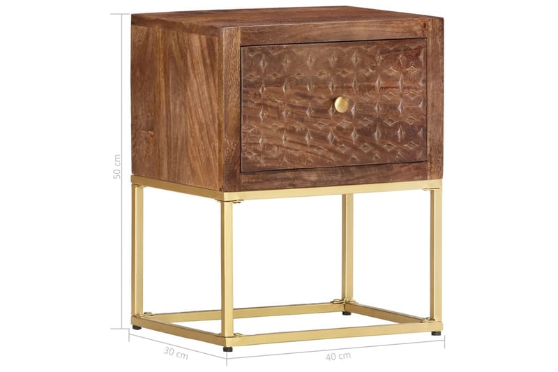 Sängbord 40x30x50 cm massivt mangoträ - Brun - Möbler - Sovrum - Sängbord