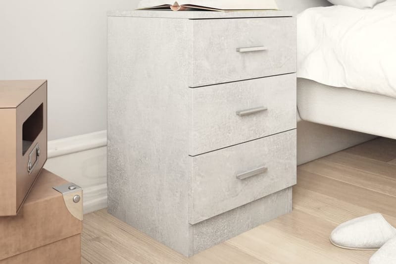 Sängbord betonggrå 38x35x56 cm spånskiva - Grå - Möbler - Sovrum - Sängbord