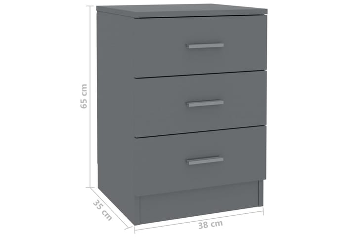 Sängbord grå högglans 38x35x56 cm spånskiva - Grå - Möbler - Sovrum - Sängbord