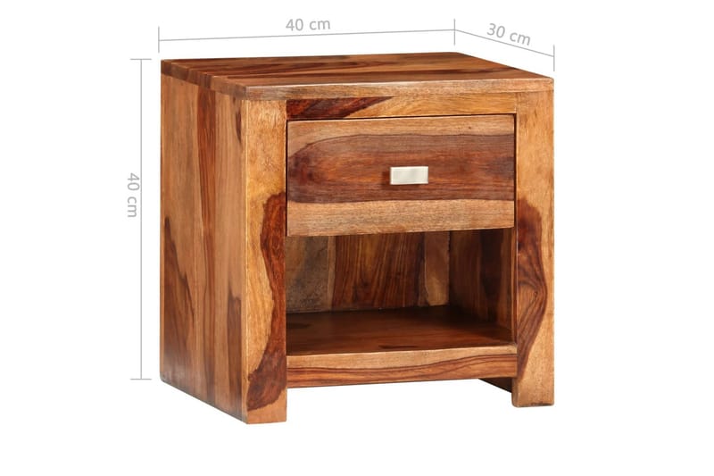 Sängbord med 1 låda massivt sheshamträ - Brun - Möbler - Sovrum - Sängbord